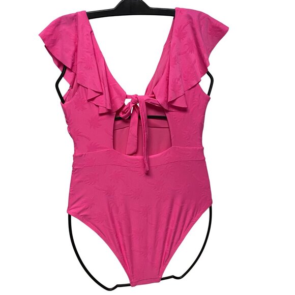 Trina Turks $162 Pink Ruffle-Front One-Piece Swimsuit Tie-Back Design 12 NWT - Picture 8 of 13